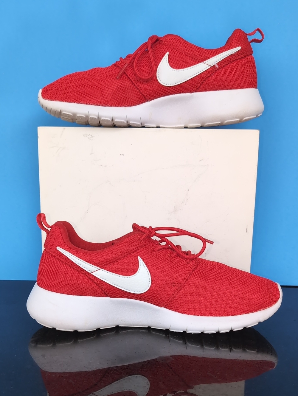 Nike Women's Red Mesh Sneakers with White Swoosh Size 38